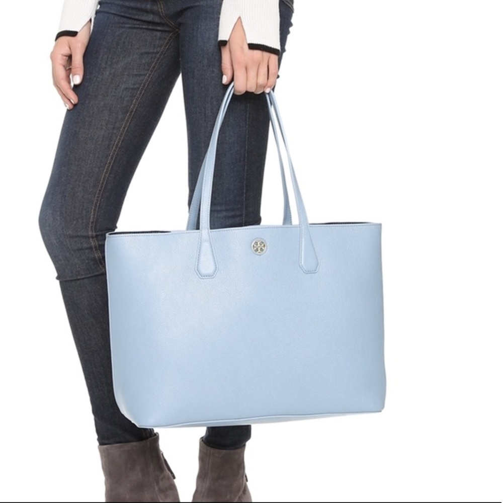 Tory Burch Cloud Blue Perry Tote Leather Bag